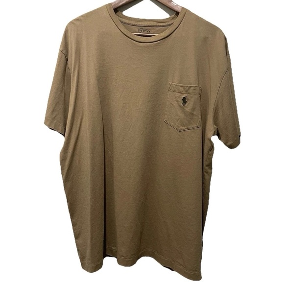 Polo Ralph Lauren Men’s Large Tan Short Sleeve Logo Tee Casual Classic Style - Picture 1 of 7